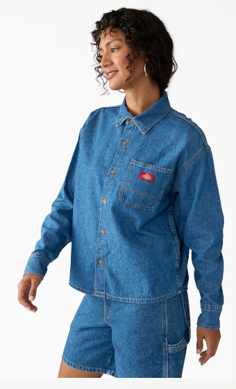Dickies Women's Lightweight Long Sleeve Denim Shirt