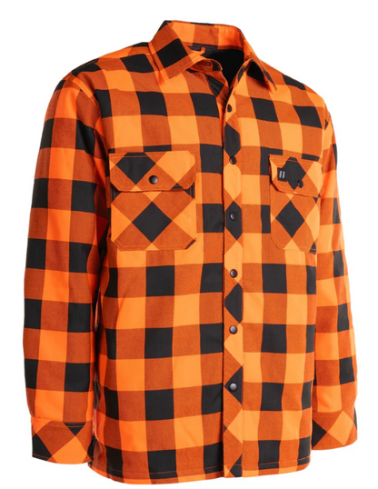 Forcefield Hi Vis Orange/Black Buffalo Plaid Quilted Flannel Shirt Jacket 024-LC53QF-BPORBK