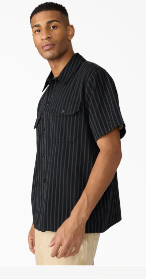 Dickies Worn In Striped Work Shirt