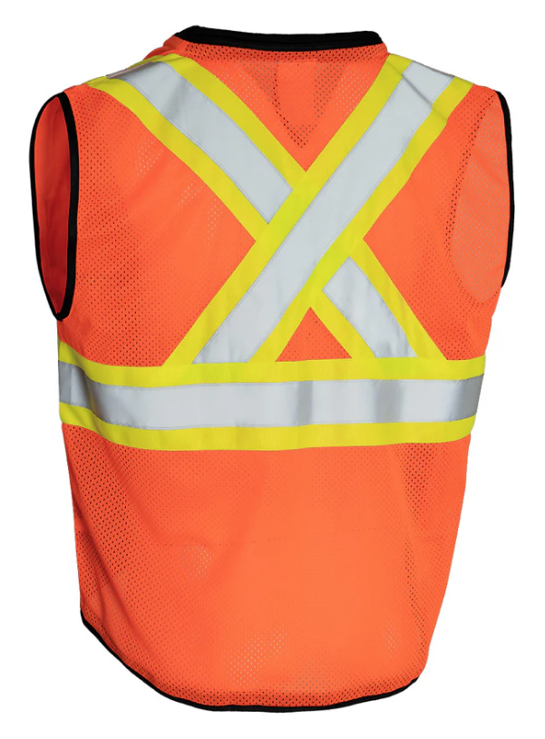 Forcefield Hi Vis Traffic Safety Vest with Zipper Front, Tricot Polyester 022-TV188