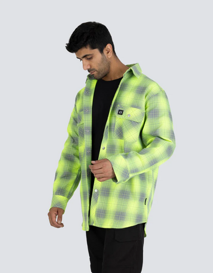 Forcefield Hi Vis Grey Shadow Plaid Unlined Flannel Shirt 024-LC43FS-SPGY