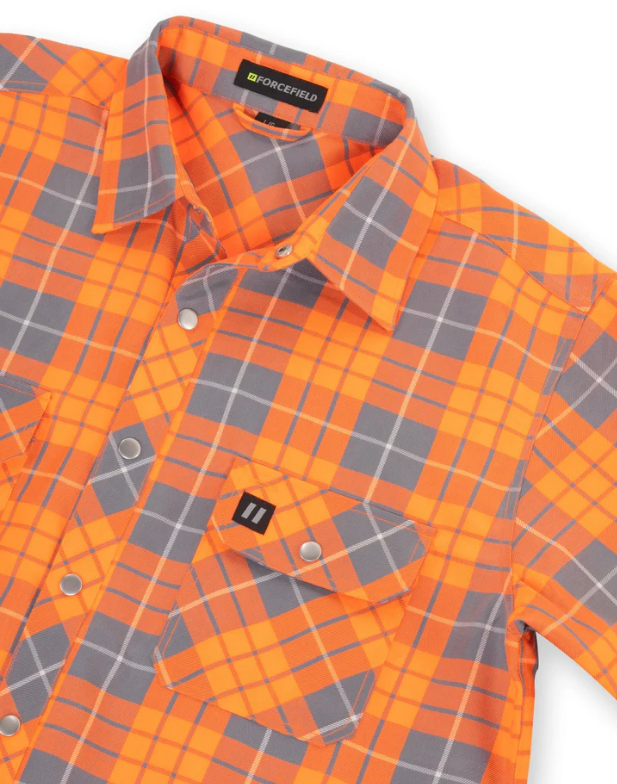 Forcefield Hi Vis Orange Plaid Unlined Flannel Shirt 024-LC43FS-HVO