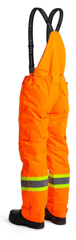 Forcefield Hi-Vis Flame-Resistant (FR) Ripstop Medium Weight Lined Bib Pants 024-FR235-MW-OR