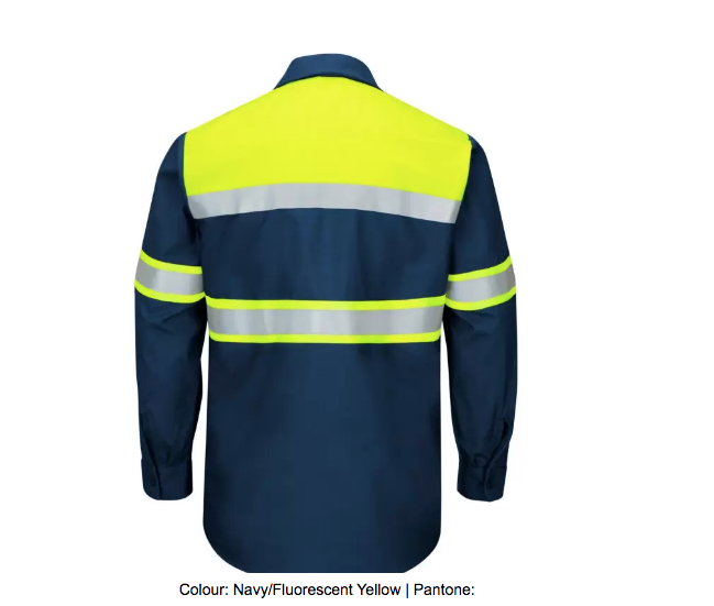 RED KAP® HI-VISIBILITY COLOUR BLOCK LONG SLEEVE RIPSTOP WORK SHIRT – TYPE O, CLASS 1 - SY70