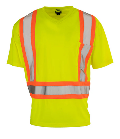 Forcefield Hi Vis V-Neck Short Sleeve Safety Tee Shirt 022-BEPCSA
