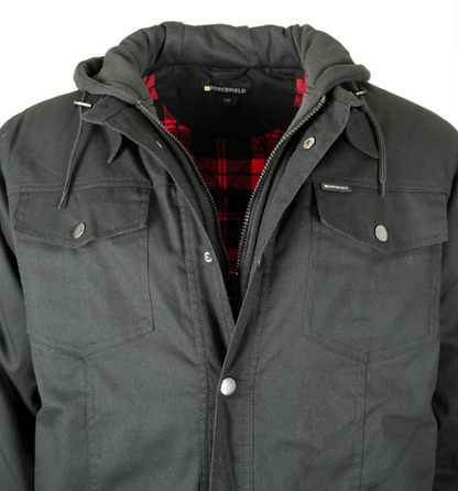 Forcefield Canvas Jacket with Fooler Hoodie and Flannel Lining Forcefield Canvas Jacket with Fooler Hoodie and Flannel Lining 024-GT40BKF
