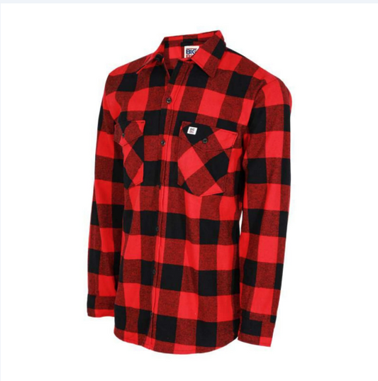 BIG BILL® Brawny Flannel Shirt - (384) Plaid Red & Black - 121