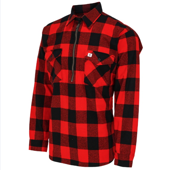 BIG BILL® Long-Sleeve Premium Flannel Shirt with Half-Zip - (384) Plaid Red & Black - 123