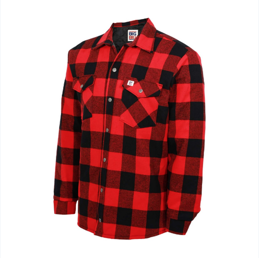 BIG BILL® Quilted Lined Flannel Shirt Jacket - (384) Plaid Red & Black - 221Q