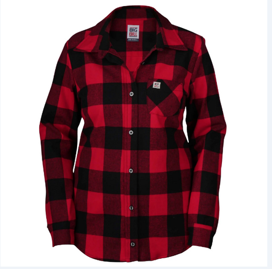 BIG BILL® Women's Brawny Flannel® Shirt - (384) Plaid Red & Black - W121