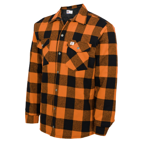 BIG BILL® Quilted Flannel Shirt Jacket with Pockets - (386) Plaid Orange & Black - 223Q