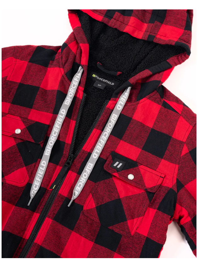 Forcefield Women's Hooded Sherpa-Lined Buffalo Plaid Flannel Shirt jacket 024-WLC38QHSZ