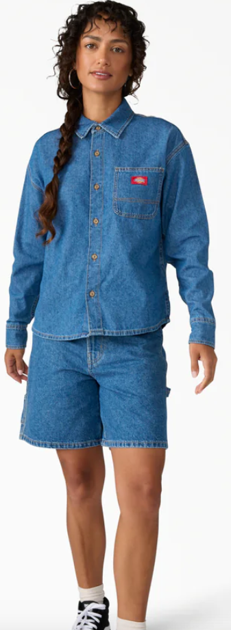 Dickies Women's Lightweight Long Sleeve Denim Shirt