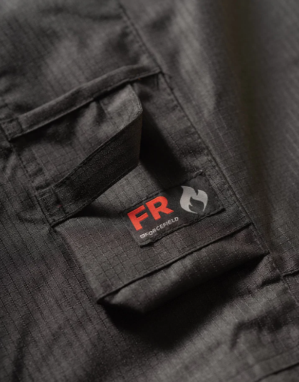 Forcefield Hi-Vis Black Flame-Resistant (FR) Ripstop Light Weight Bib Pants 024-FR235-LW-BK