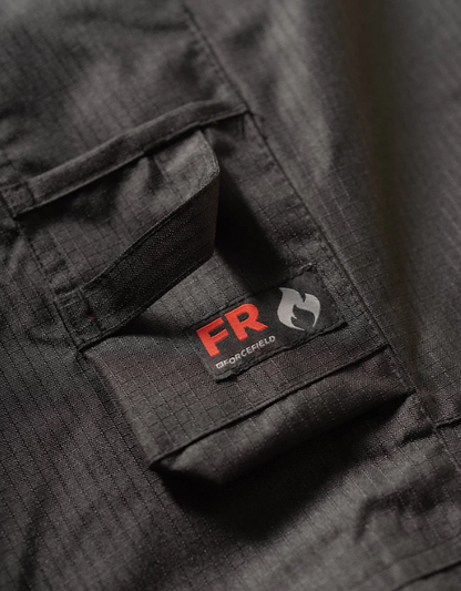 Forcefield Hi-Vis Black Flame-Resistant (FR) Ripstop Light Weight Bib Pants 024-FR235-LW-BK