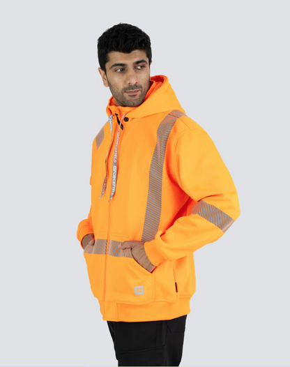 Forcefield Hi Vis Safety Hoodie with Segmented Reflective Tape and Detachable Hood 024-P844SEG