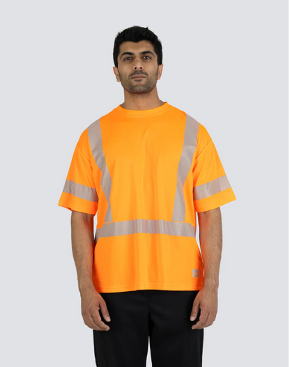 Forcefield Hi Vis Orange Crew Neck Short Sleeve Ultrasoft Technical Tee 022-SEGSBXOR