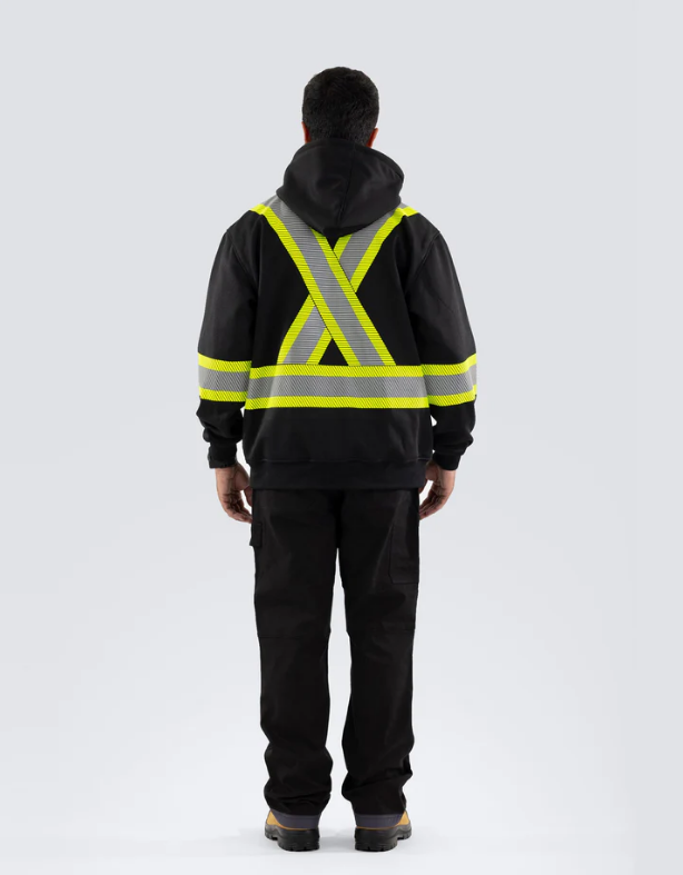 Forcefield Deluxe Hi Vis Safety Hoodie with Segmented Reflective Tape and Detachable Hood 024-P844SEG