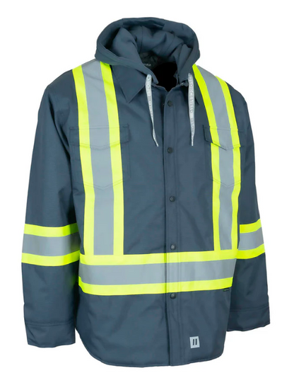 Forcefield Hi-Vis Hoodie Shacket With Detachable Hood 024-EP34