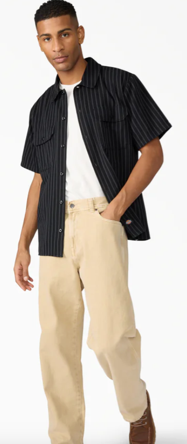 Dickies Worn In Striped Work Shirt