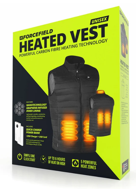 Forcefield Unisex Lightweight Heated Vest with New Graphene-Infused Inner Lining (Battery Included) 024-EN130HV