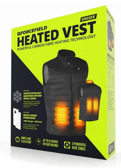 Forcefield Unisex Lightweight Heated Vest with New Graphene-Infused Inner Lining (Battery Included) 024-EN130HV