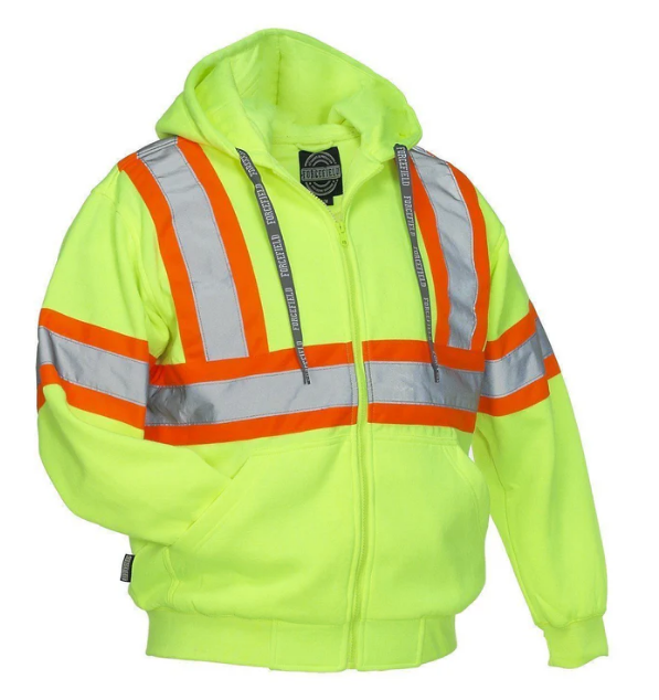 Forcefield Deluxe Hi Vis Safety Hoodie, Attached Hood 024-P834J