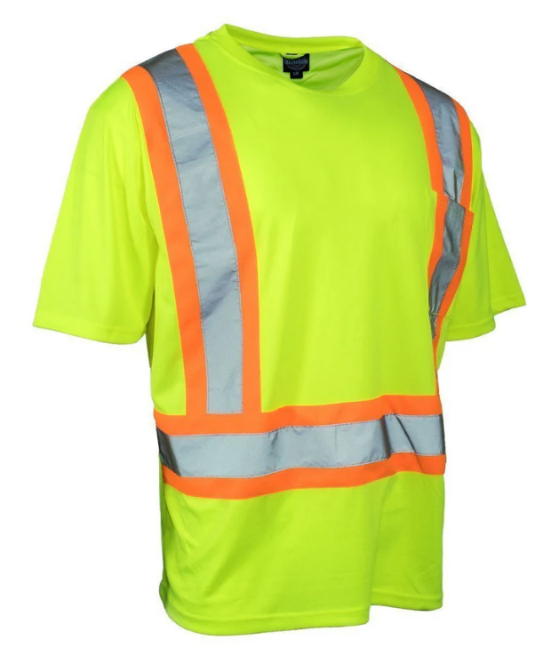 Forcefield Ultrasoft Hi Vis Crew Neck Short Sleeve Safety Tee Shirt with Chest Pocket 022-SXCBE