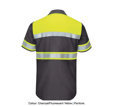 RED KAP® HI-VISIBILITY COLOUR BLOCK SHORT SLEEVE RIPSTOP WORK SHIRT – TYPE O, CLASS 1 - SY80