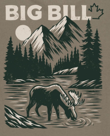 BIG BILL® Heavyweight Short-Sleeve Moose Graphic T-shirt - Military Green - O180
