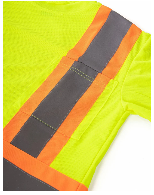 Forcefield Women's Hi Vis Crew Neck Short Sleeve Safety Tee Shirt with Chest Pocket 022-WCBECSALY