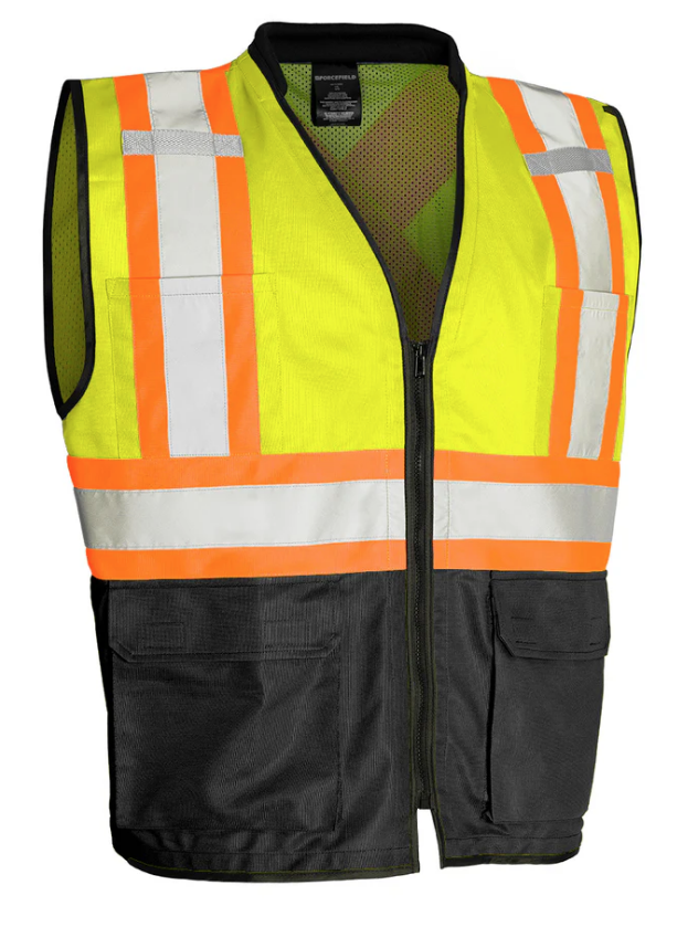 Forcefield Hi Vis Traffic Safety Vest with Zipper Front, Tricot Polyester 022-TV188