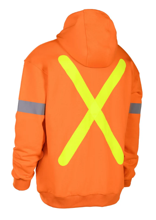 Forcefield Retro Safety Cotton Hoodie With Reflective Arm Striping 024-R835OR
