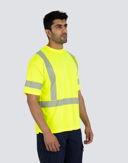 Forcefield Hi Vis Lime Crew Neck Short Sleeve Ultrasoft Technical Tee 022-SEGSBXLY