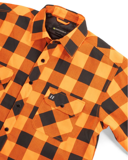 Forcefield Hi Vis Orange/Black Buffalo Plaid Quilted Flannel Shirt Jacket 024-LC53QF-BPORBK