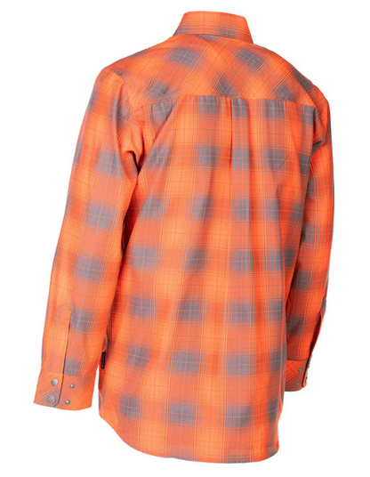 Forcefield Hi Vis Orange Shadow Plaid Unlined Flannel Shirt 024-LC43FS-SPORGY