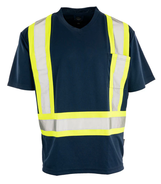 Forcefield Hi Vis V-Neck Short Sleeve Safety Tee Shirt 022-BEPCSA