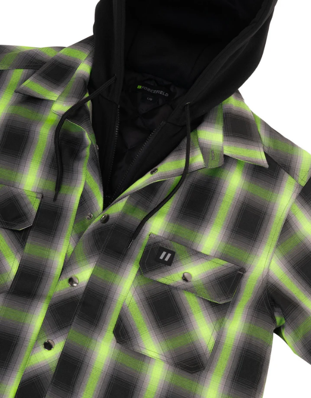 Forcefield Lime Ombre Plaid Hooded Quilt-lined Shirt Jacket 024-LC696QH-OMBKLY