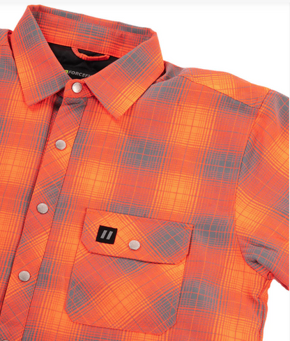 Forcefield Hi Vis Orange Shadow Plaid Quilted Flannel Shirt Jacket 024-LC53QF-SPORGY
