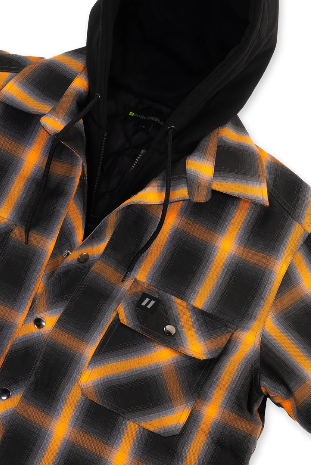 Forcefield Orange Ombre Plaid Hooded Quilt-lined Shirt Jacket 024-LC696QH-OMBKOR