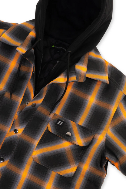 Forcefield Orange Ombre Plaid Hooded Quilt-lined Shirt Jacket 024-LC696QH-OMBKOR