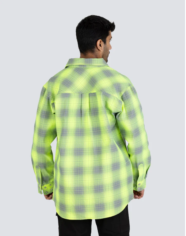 Forcefield Hi Vis Grey Shadow Plaid Unlined Flannel Shirt 024-LC43FS-SPGY