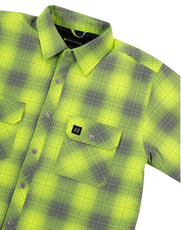 Forcefield Hi Vis Grey Shadow Plaid Quilted Flannel Shirt Jacket 024-LC53QF-SPGY