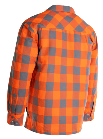 Forcefield Hi Vis Orange/Sliver Buffalo Plaid Quilted Flannel Shirt Jacket 024-LC53QF-BPORSL