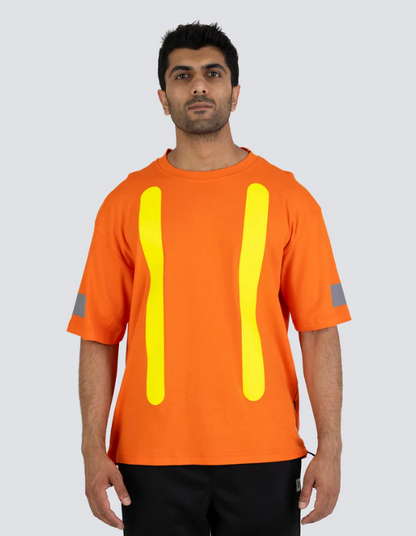 Forcefield Retro Safety Cotton Short Sleeve Tee With Reflective Arm Striping 022-RTROS