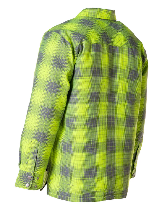 Forcefield Hi Vis Grey Shadow Plaid Quilted Flannel Shirt Jacket 024-LC53QF-SPGY
