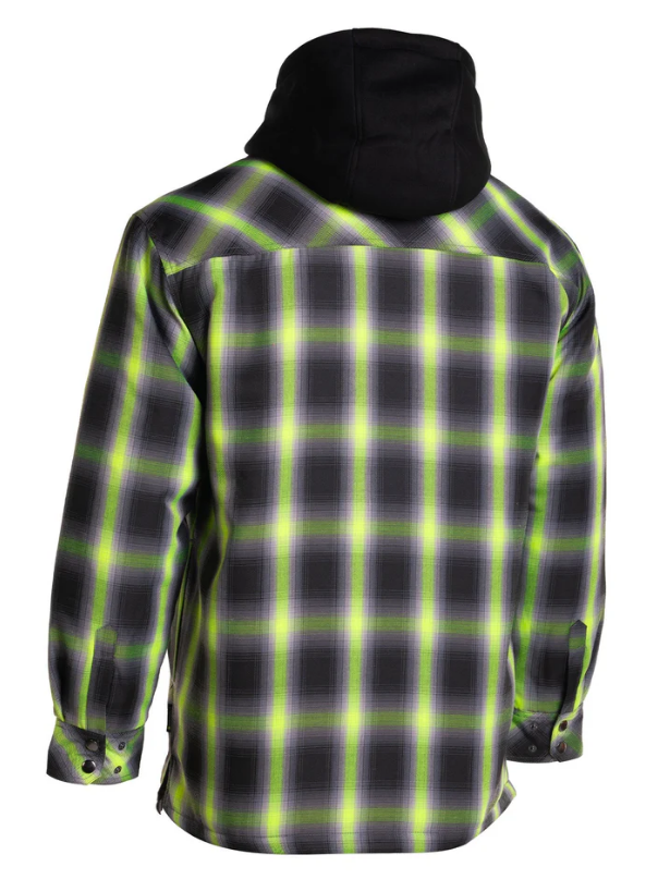 Forcefield Lime Ombre Plaid Hooded Quilt-lined Shirt Jacket 024-LC696QH-OMBKLY
