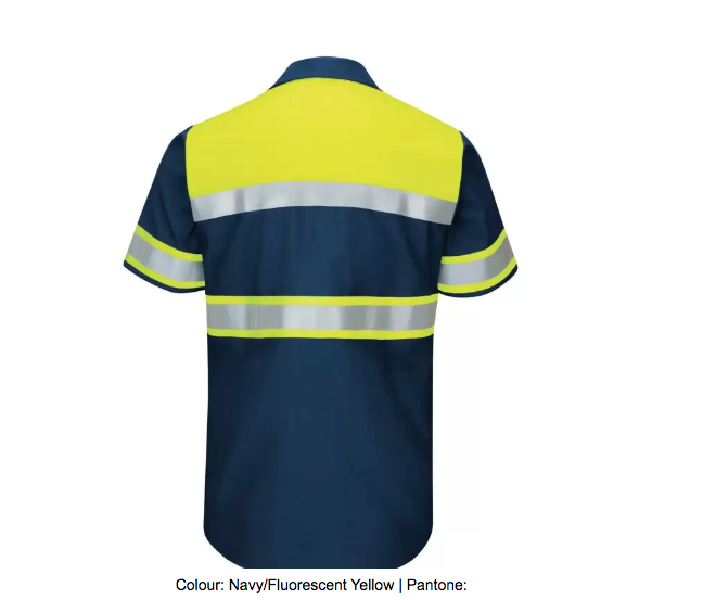RED KAP® HI-VISIBILITY COLOUR BLOCK SHORT SLEEVE RIPSTOP WORK SHIRT – TYPE O, CLASS 1 - SY80