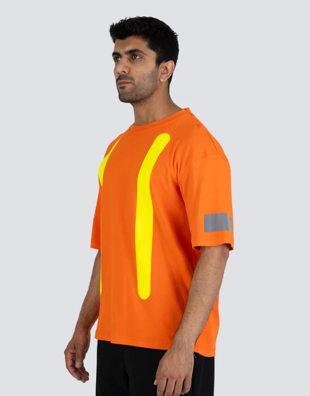 Forcefield Retro Safety Cotton Short Sleeve Tee With Reflective Arm Striping 022-RTROS