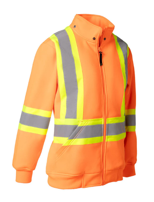 Forcefield Women's Hi Vis Safety Hoodie with Detachable Hood 024-WP844OR